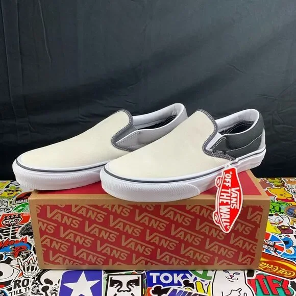 Van's Slip-on Mix Match Gry Blk Wht Various Sizes - Picture 1 of 9
